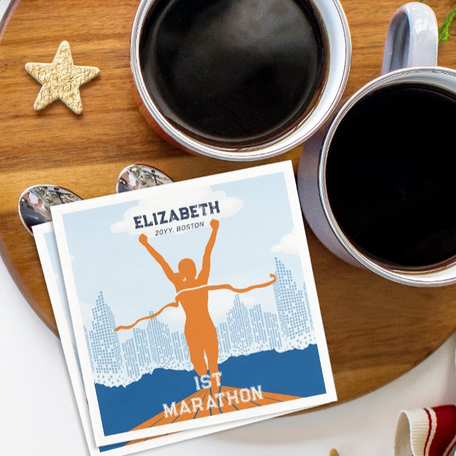 Custom Name 1st Marathon Celebration Party Napkins (Custom Name 1st Marathon Celebration Party Napkins)