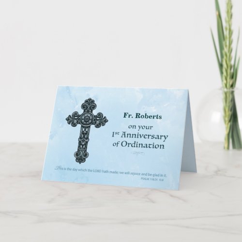 Custom Name 1st Ordination Anniversary Priest Card