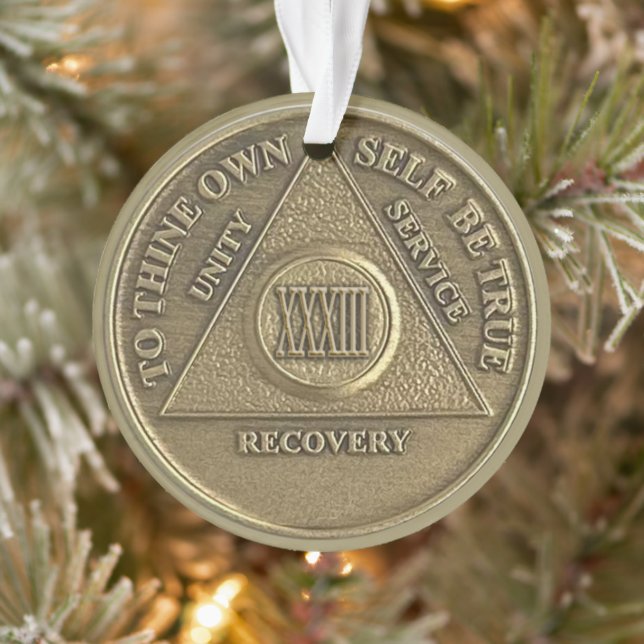 Custom Name | 33 Year Sober Anniversary Medallion Ornament (Tree)