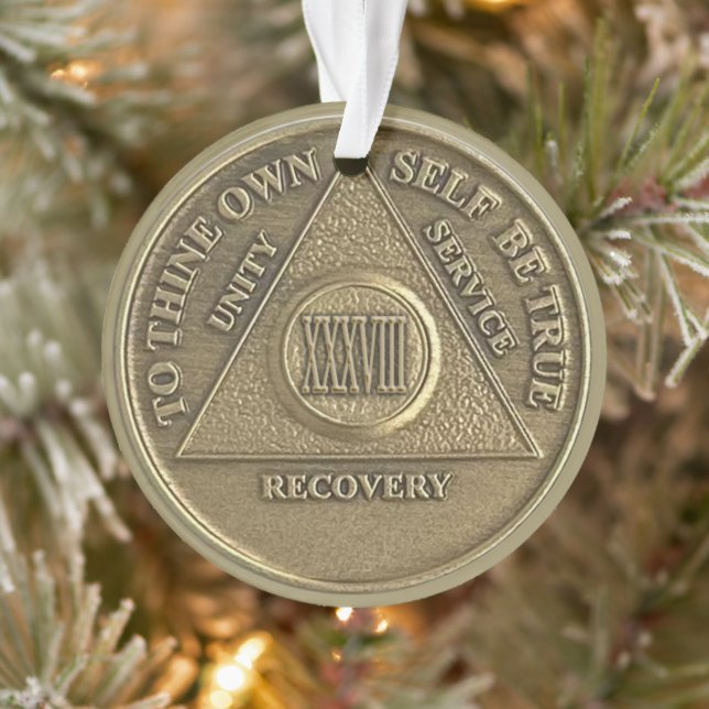 Custom Name | 38 Year Sober Anniversary Medallion Ornament (Tree)