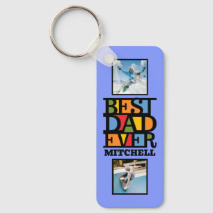 Custom Name & 4 Photos BEST DAD EVER Keychain