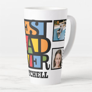 Custom Name & 4 Photos BEST DAD EVER Latte Mug