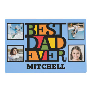 Custom Name & 4 Photos BEST DAD EVER Placemat