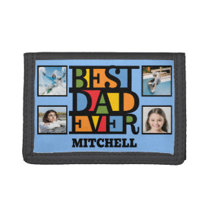 Custom Name & 4 Photos BEST DAD EVER Tri-fold Wallet