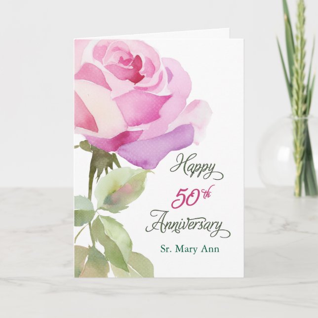 Custom Name 50th Anniversary Catholic Jubilee Nun Card (Front)