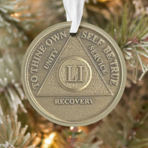 Custom Name   51 Year Sober Anniversary Medallion Ornament