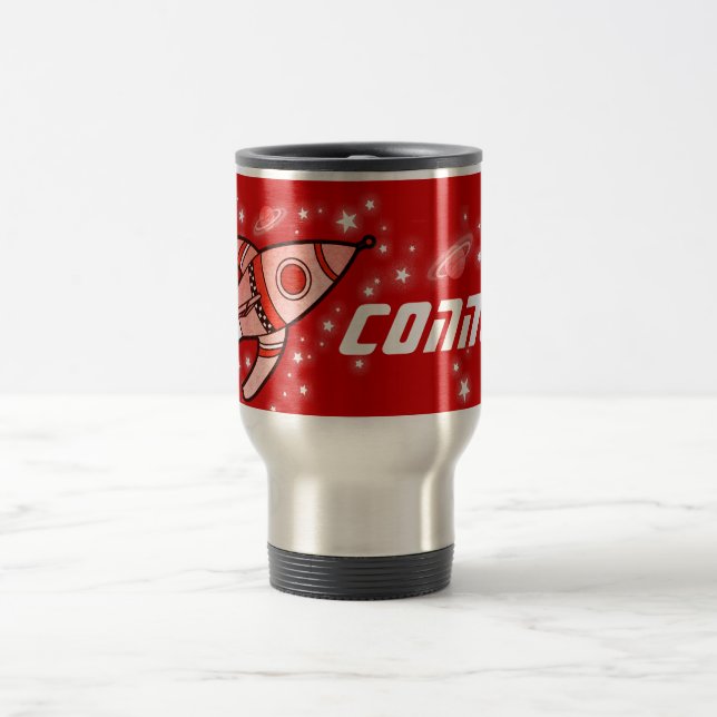 Custom name (6 letter) space red kids mug (Center)