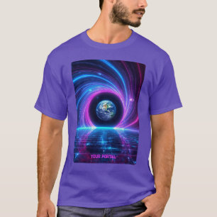 Custom Name 80s Retro Neon Planet Portal T-Shirt