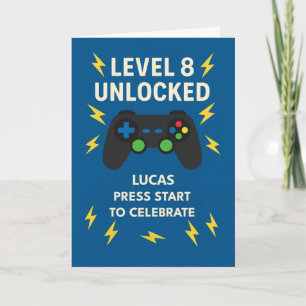 Custom Name 8th Birthday Game Controller Age 8 Card