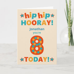 Custom Name 8th Birthday Hip Hooray Card