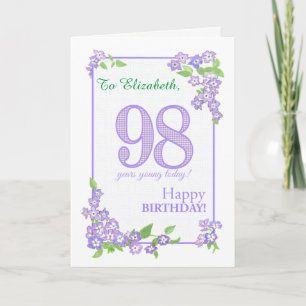 Custom Name 98th Birthday with Phlox Flowers Card