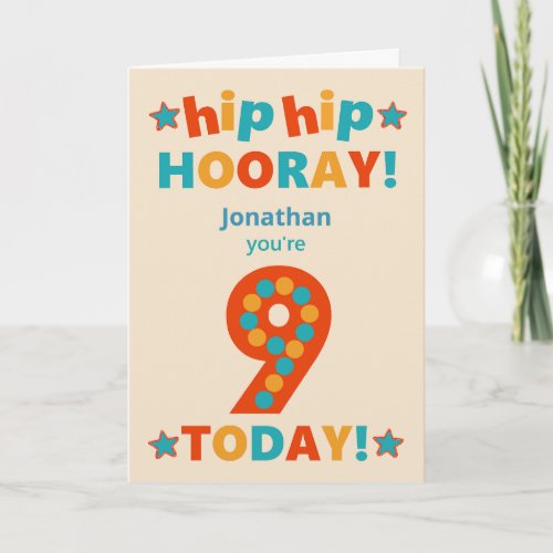 Custom Name 9th Birthday Hip Hooray Card