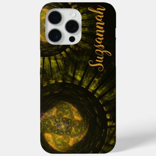 Custom Name Abstract Earth Tone Spikes iPhone 15 Pro Max Case