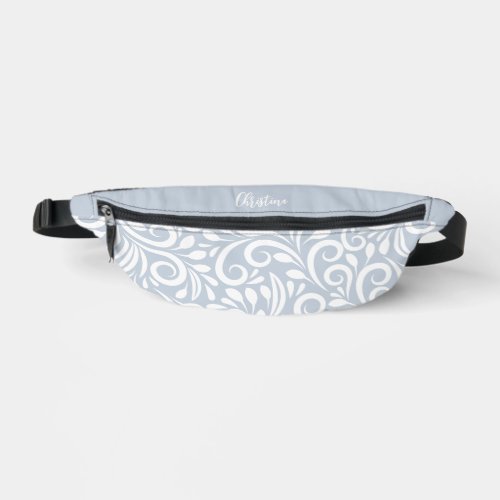 Custom Name Abstract Floral Elegant Girly Blue Fanny Pack