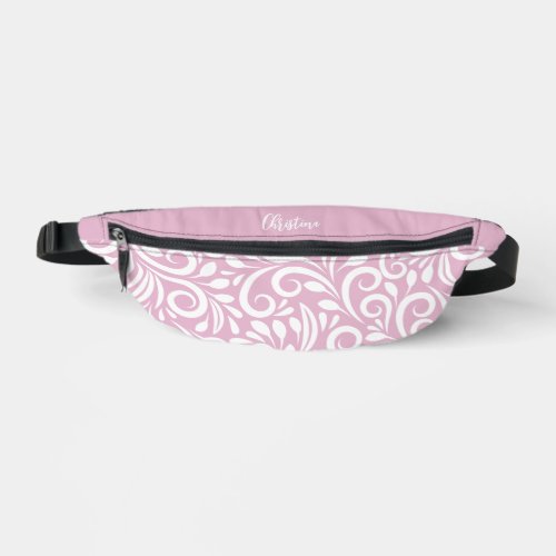 Custom Name Abstract Floral Elegant Girly Pink Fanny Pack