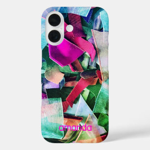 Custom Name Abstract Iridescent Colorful 3D Effect iPhone 16 Case