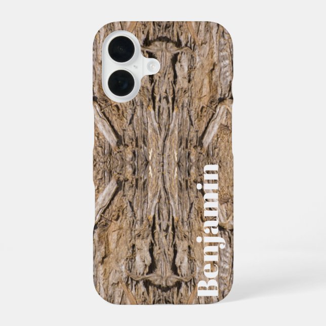 Custom Name Abstract Juniper Bark Texture Photo Iphone Case (Back)