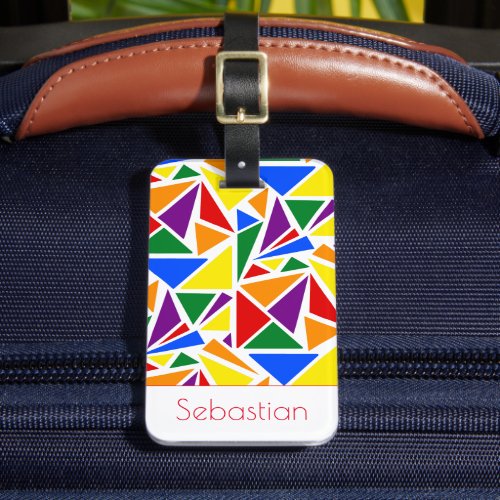 Custom Name Abstract LGBTQ Rainbow Pride Colors Luggage Tag