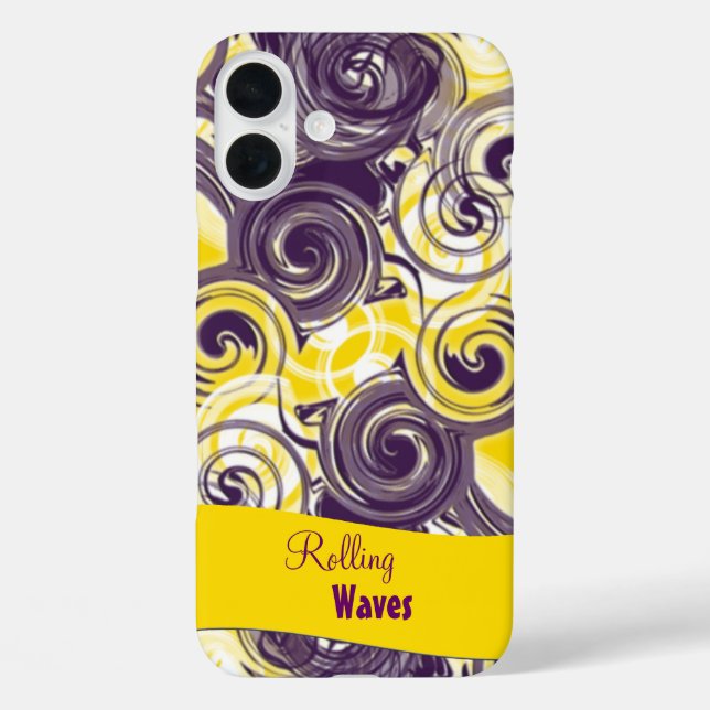 Custom Name Abstract Purple Yellow Rolling Wave Case-Mate iPhone Case (Back)