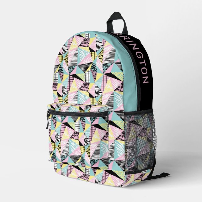 Custom Name Abstract Tropical Pattern Printed Backpack (Back Corner Right)