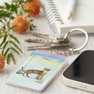 Custom Name Abyssinian Cat Pet Keychain