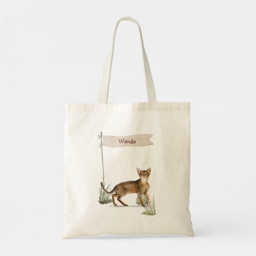 Custom Name Abyssinian Cat Pet Tote Bag