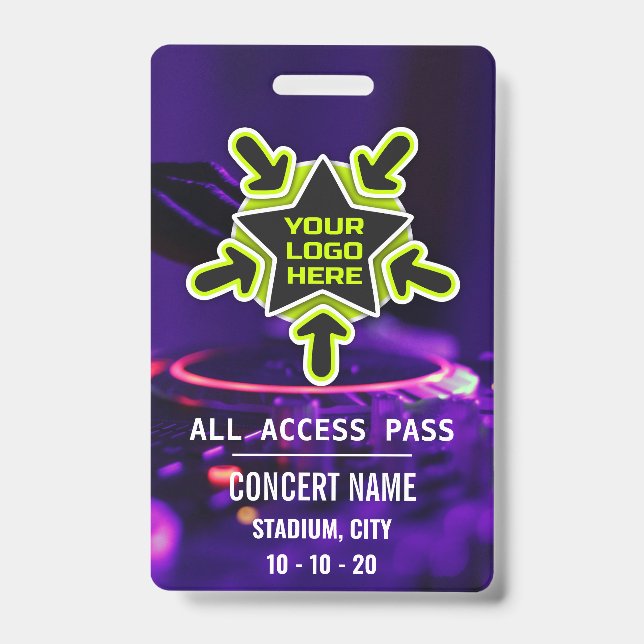 Custom name acess all access pass concert badge (Front)
