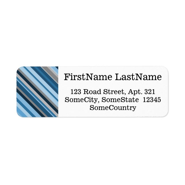 Custom Name/Address + Blue and Grey Stripes Label (Front)