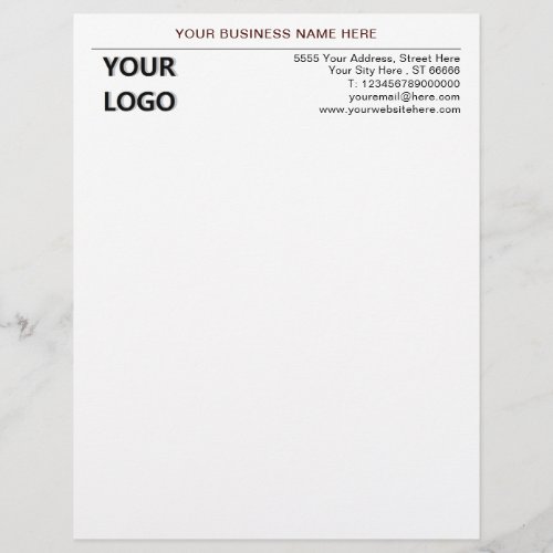 Custom Name Address Logo Info Business Letterhead