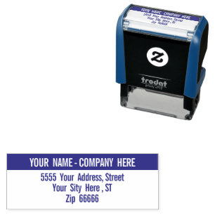 Custom Name Address Modern Design Two Colors Self-inking Stamp