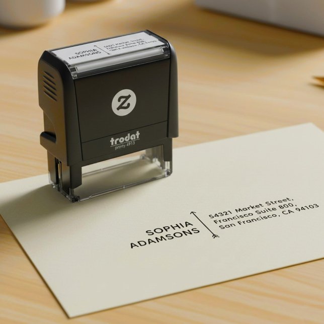 Custom Name & Address | Modern Self Addressed  Self-inking Stamp (modern return address stamp, custom contact information stamp)
