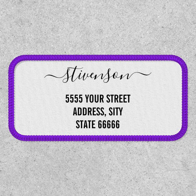 Custom Name Address Personalized Patch Template (Front)