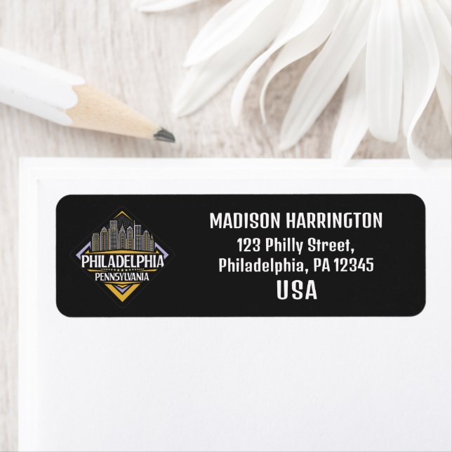 Custom Name & Address Philadelphia Pennsylvania Label (Insitu)