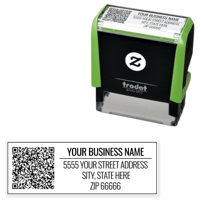 Custom Name Address QR Code Stamp Template (In Situ)