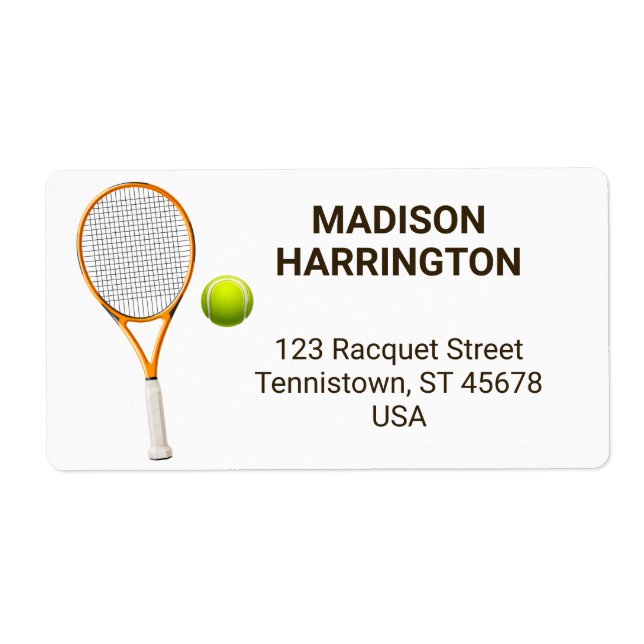 Custom Name & Address Tennis Label (Front)