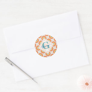 Custom Name Aegean Summer Radiant Dot Mandala Classic Round Sticker