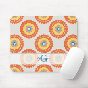 Custom Name Aegean Summer Radiant Dot Mandala Mouse Pad