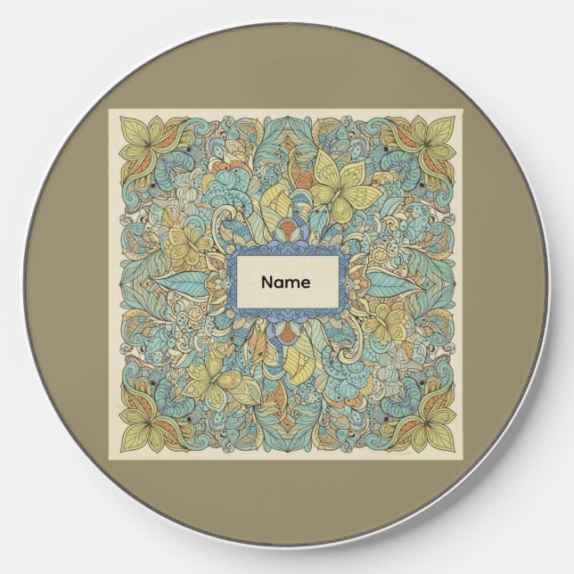Custom Name Aesthetic Zentangle Wireless Charger (Front)