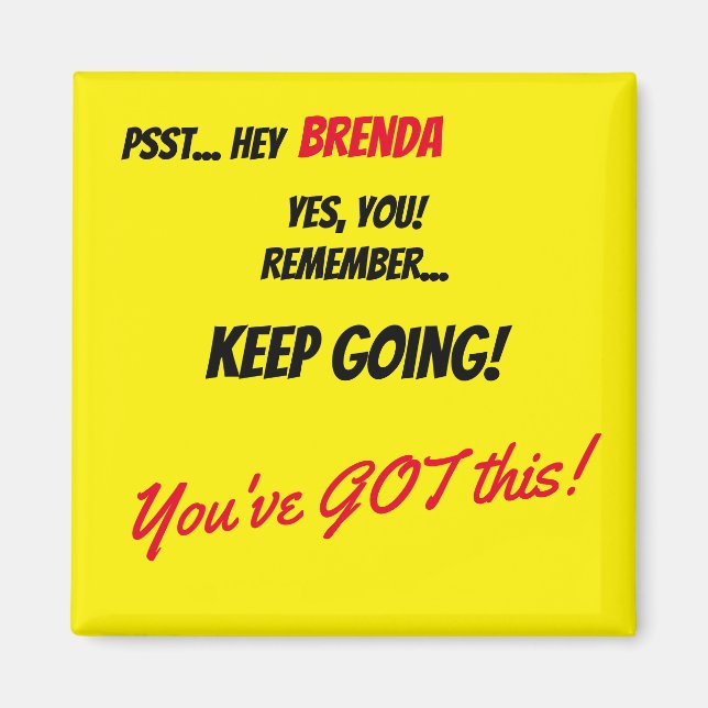 Custom Name Affirmation Yellow Colour Block Magnet (Front)