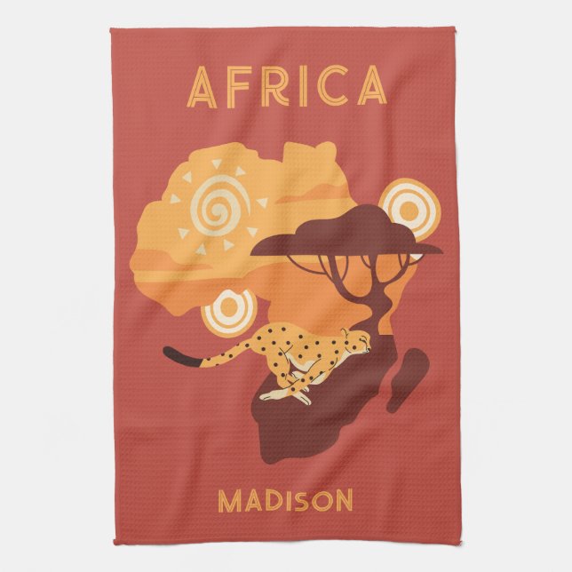 Custom Name Africa Kitchen Towel (Vertical)