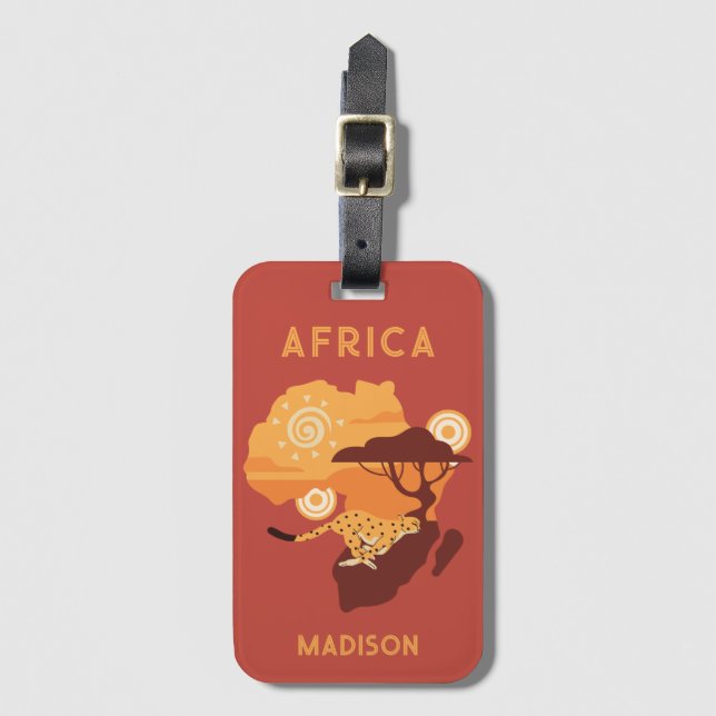 Custom Name Africa Luggage Tag (Front Vertical)