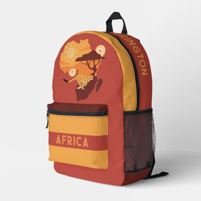 Custom Name Africa Printed Backpack (Back Corner Right)