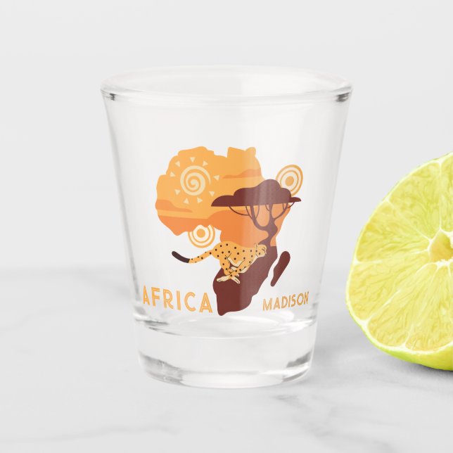 Custom Name Africa Shot Glass (Front)
