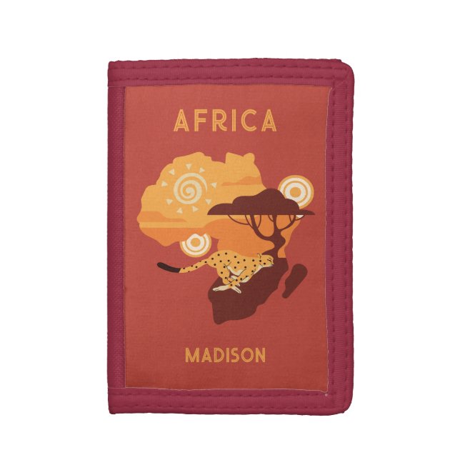 Custom Name Africa Trifold Wallet (Front Vertical)