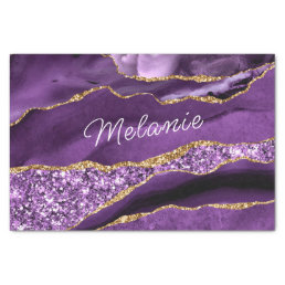 Custom Name Agate Purple Violet Gold Tissue Paper