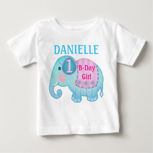 Custom Name  Age Birthday Elephant T_Shirt