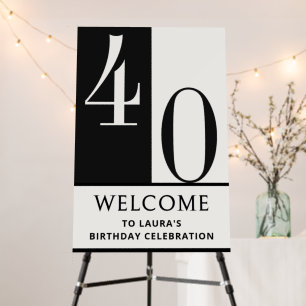 Custom Name & Age Birthday Sign, Black and White  Foam Board