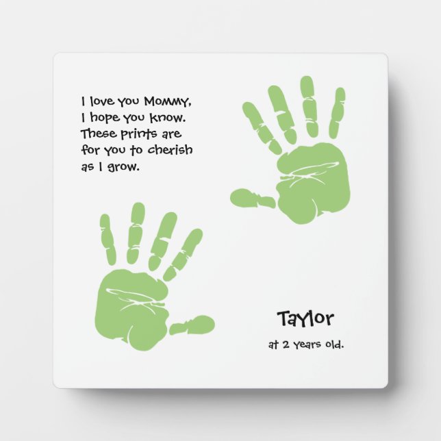 Custom Name Age Kid Handprint Plaque (Front)