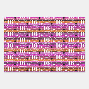 Custom Name Age Pink Birthday Wrapping Paper Sheets