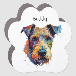 Custom Name Airedale Terrier Abstract Pop Art Car Magnet